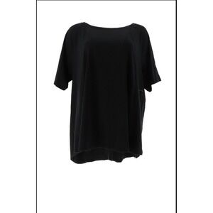 NWT AnyBody Cozy Knit Short Sleeve Swing Top Black S 115890